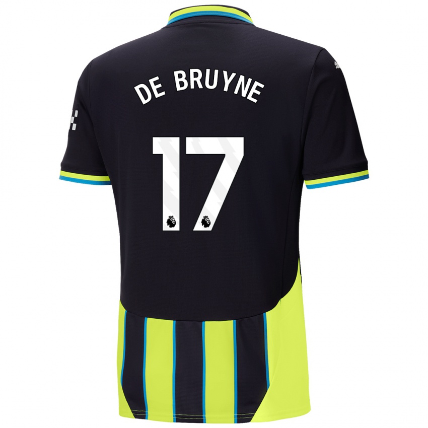 Dames Kevin De Bruyne #17 Blauw Geel Uitshirt Uittenue 2024/25 T-Shirt