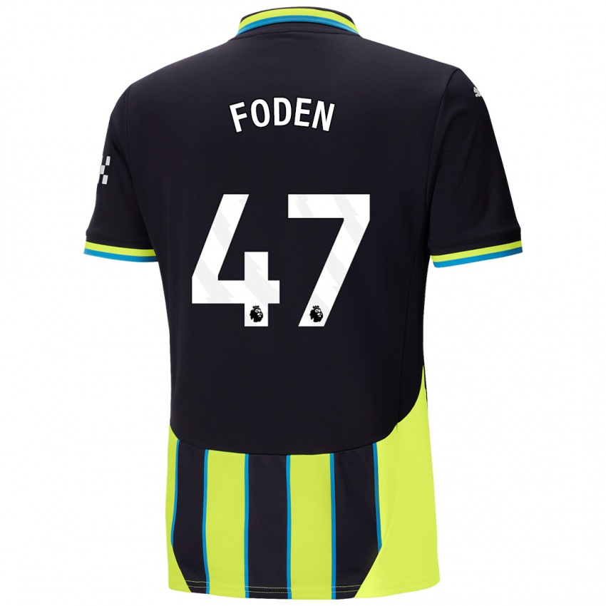 Dames Phil Foden #47 Blauw Geel Uitshirt Uittenue 2024/25 T-Shirt