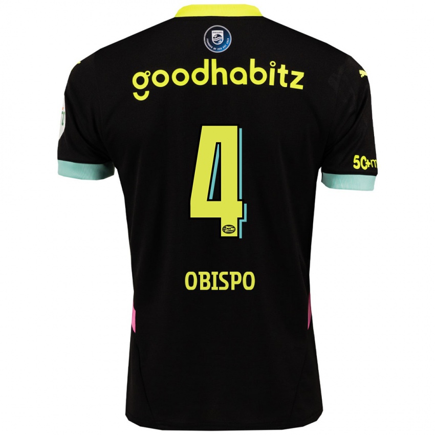 Dames Armando Obispo #4 Zwart Geel Uitshirt Uittenue 2024/25 T-Shirt