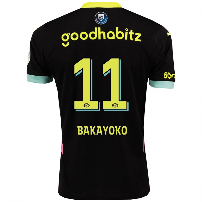 Dames Johan Bakayoko #11 Zwart Geel Uitshirt Uittenue 2024/25 T-Shirt