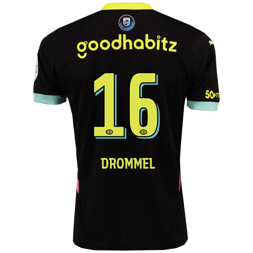 Dames Joel Drommel #16 Zwart Geel Uitshirt Uittenue 2024/25 T-Shirt