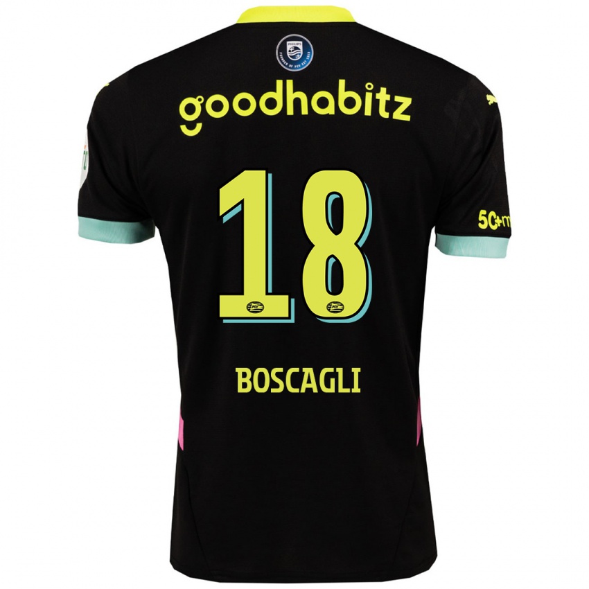 Dames Olivier Boscagli #18 Zwart Geel Uitshirt Uittenue 2024/25 T-Shirt