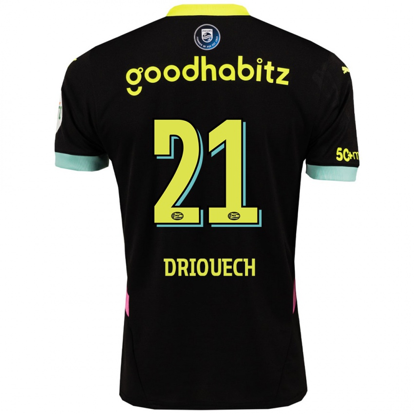 Dames Couhaib Driouech #21 Zwart Geel Uitshirt Uittenue 2024/25 T-Shirt