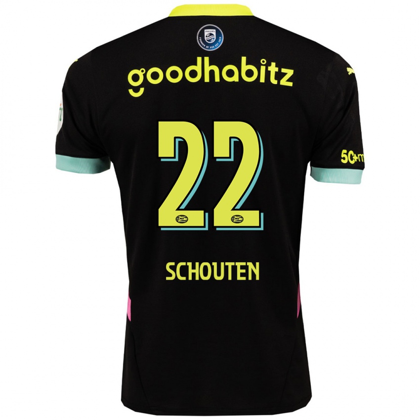 Dames Jerdy Schouten #22 Zwart Geel Uitshirt Uittenue 2024/25 T-Shirt