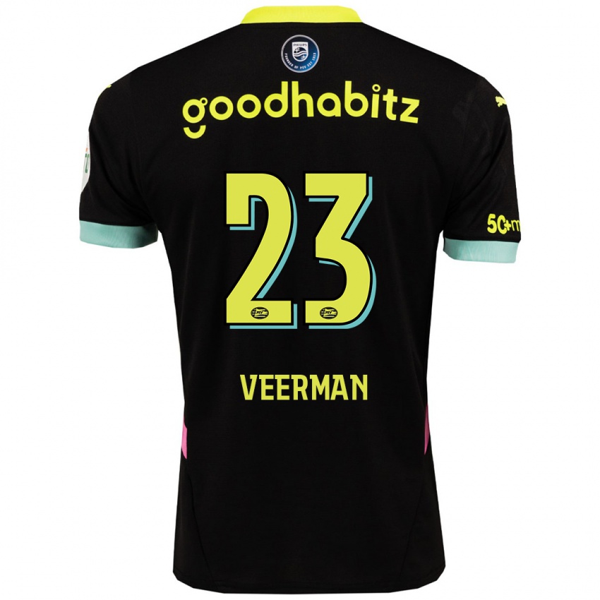 Dames Joey Veerman #23 Zwart Geel Uitshirt Uittenue 2024/25 T-Shirt