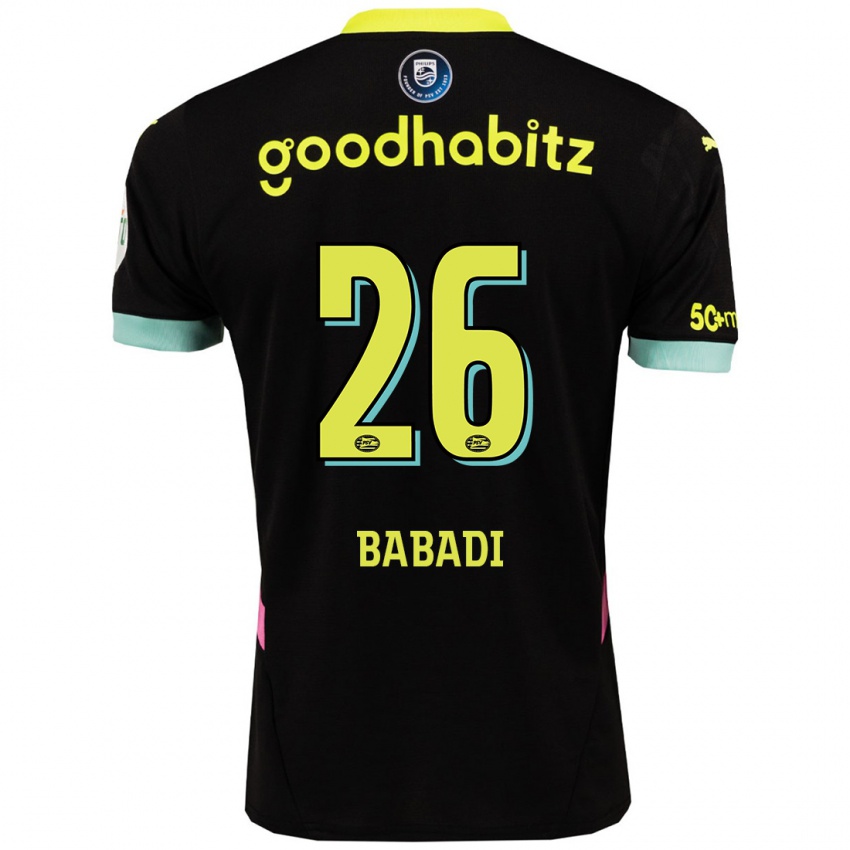 Dames Isaac Babadi #26 Zwart Geel Uitshirt Uittenue 2024/25 T-Shirt