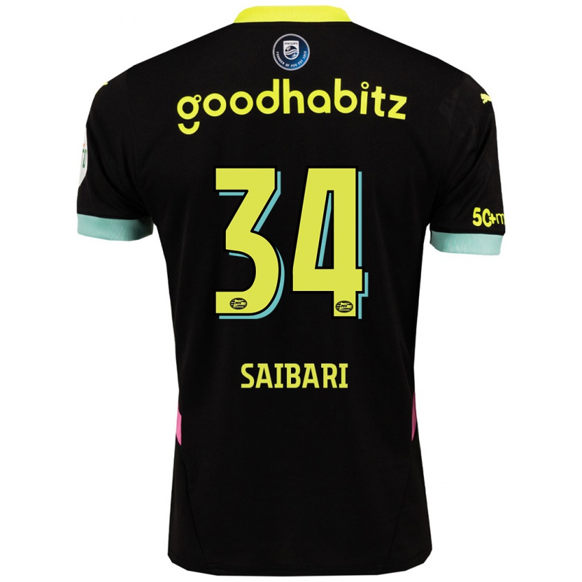 Dames Ismael Saibari #34 Zwart Geel Uitshirt Uittenue 2024/25 T-Shirt