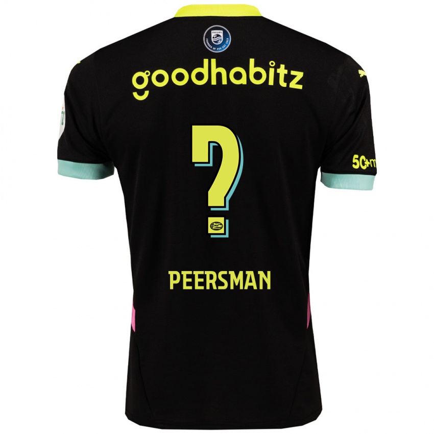 Dames Kjell Peersman #0 Zwart Geel Uitshirt Uittenue 2024/25 T-Shirt