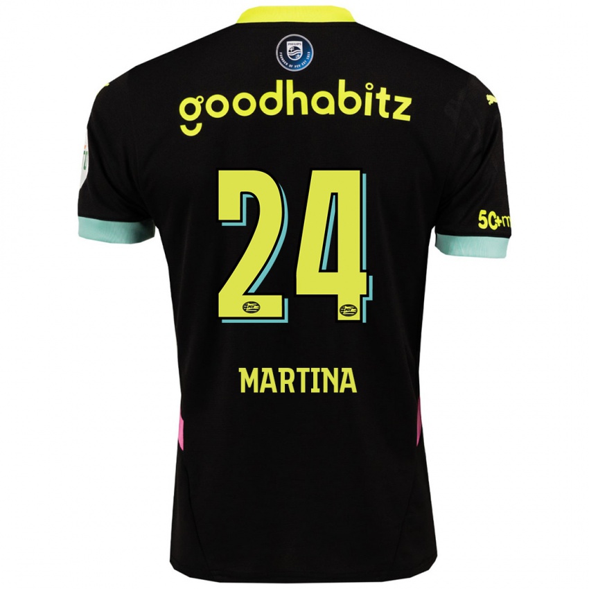 Dames Shijona Martina #24 Zwart Geel Uitshirt Uittenue 2024/25 T-Shirt