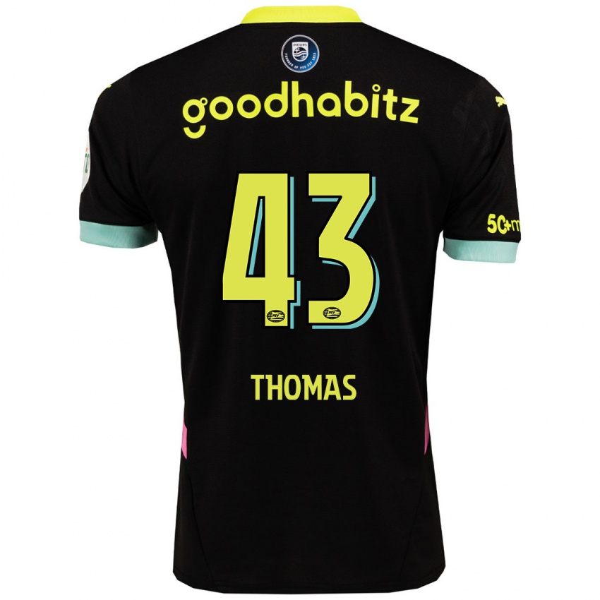 Dames Kealyn Thomas #43 Zwart Geel Uitshirt Uittenue 2024/25 T-Shirt