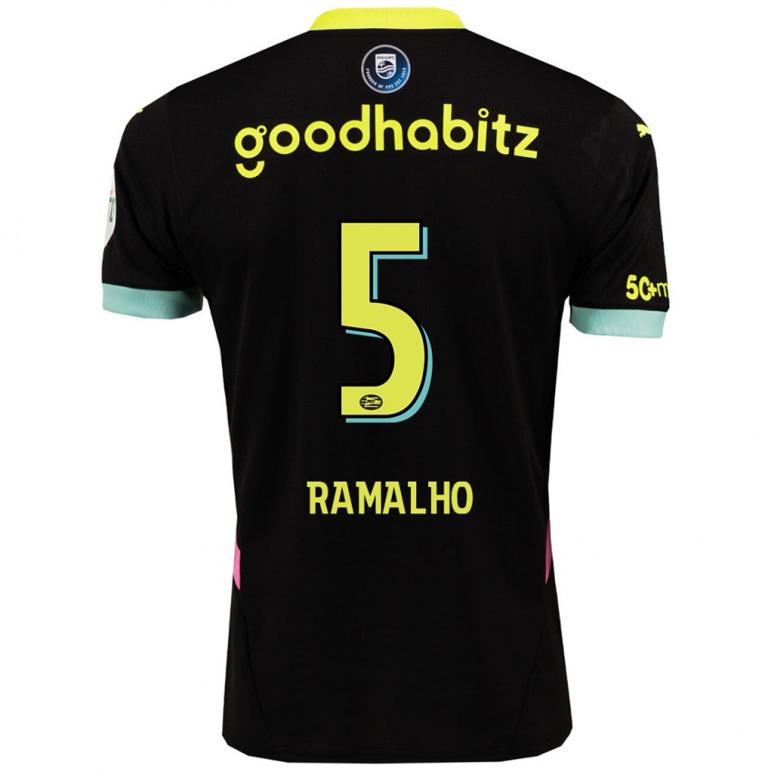 Dames Andre Ramalho #5 Zwart Geel Uitshirt Uittenue 2024/25 T-Shirt