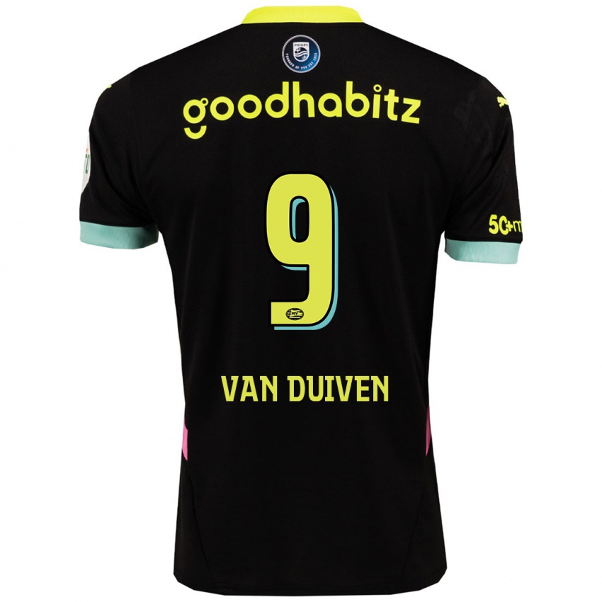 Dames Jason Van Duiven #9 Zwart Geel Uitshirt Uittenue 2024/25 T-Shirt