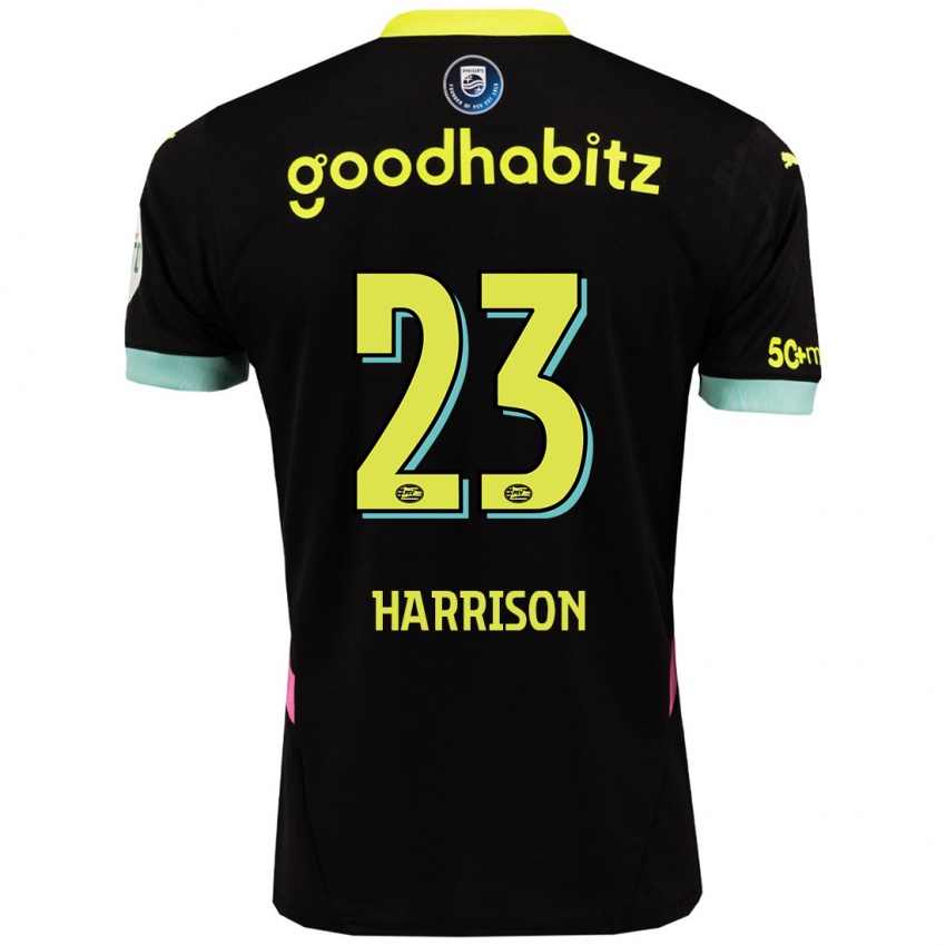 Dames Amy Harrison #23 Zwart Geel Uitshirt Uittenue 2024/25 T-Shirt