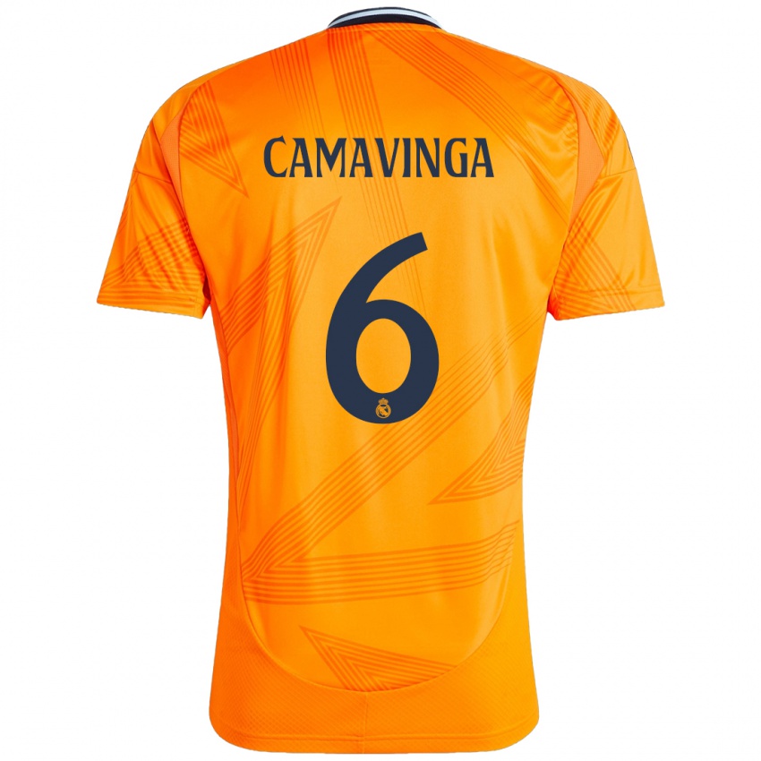 Dames Eduardo Camavinga #6 Oranje Uitshirt Uittenue 2024/25 T-Shirt