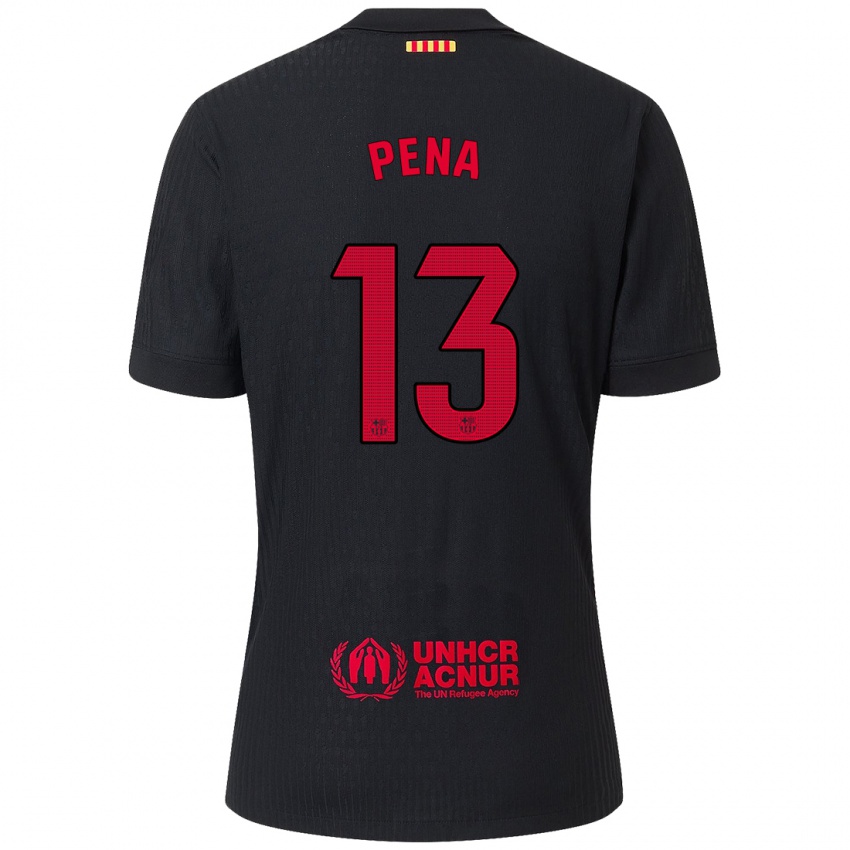 Dames Inaki Pena #13 Zwart Rood Uitshirt Uittenue 2024/25 T-Shirt