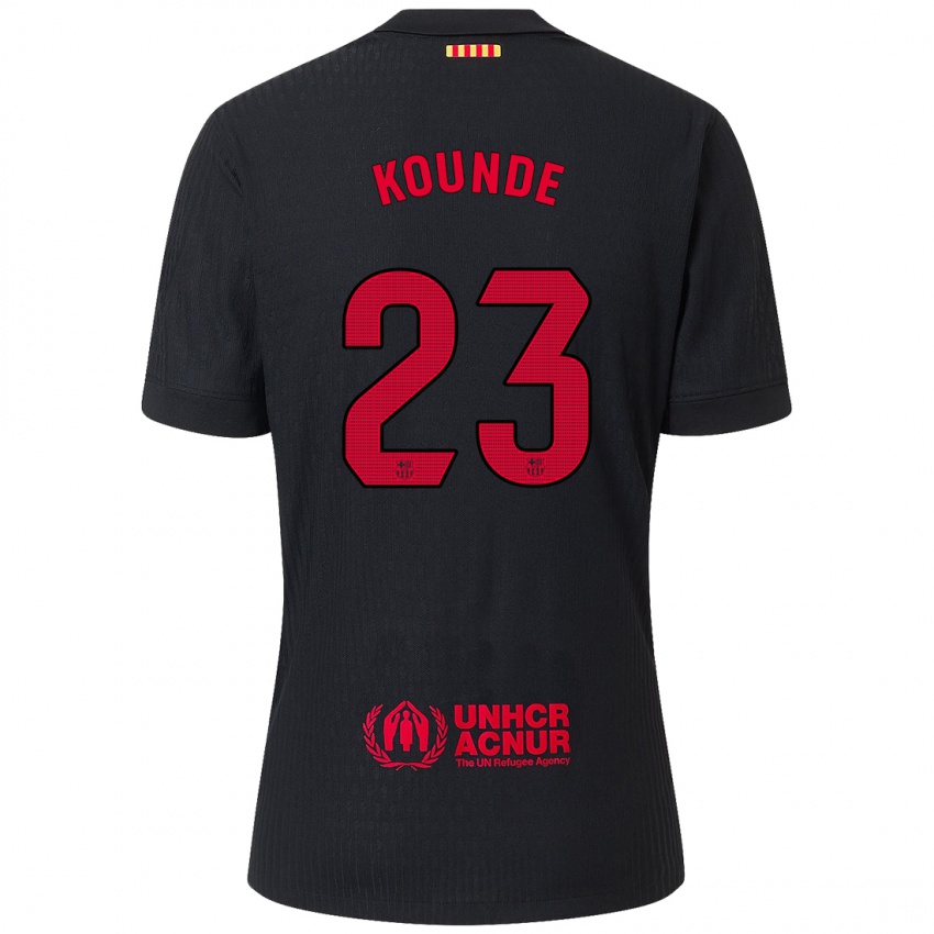 Dames Jules Kounde #23 Zwart Rood Uitshirt Uittenue 2024/25 T-Shirt