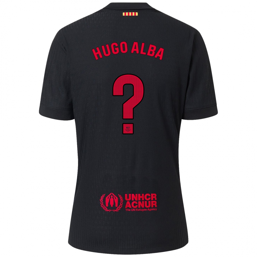 Dames Hugo Alba #0 Zwart Rood Uitshirt Uittenue 2024/25 T-Shirt