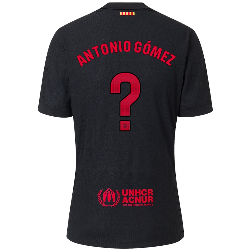 Dames Antonio Gómez #0 Zwart Rood Uitshirt Uittenue 2024/25 T-Shirt