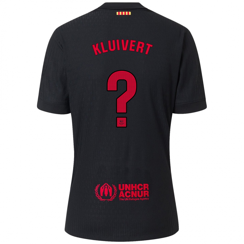 Dames Shane Kluivert #0 Zwart Rood Uitshirt Uittenue 2024/25 T-Shirt