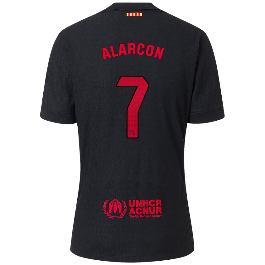 Dames Angel Alarcon #7 Zwart Rood Uitshirt Uittenue 2024/25 T-Shirt