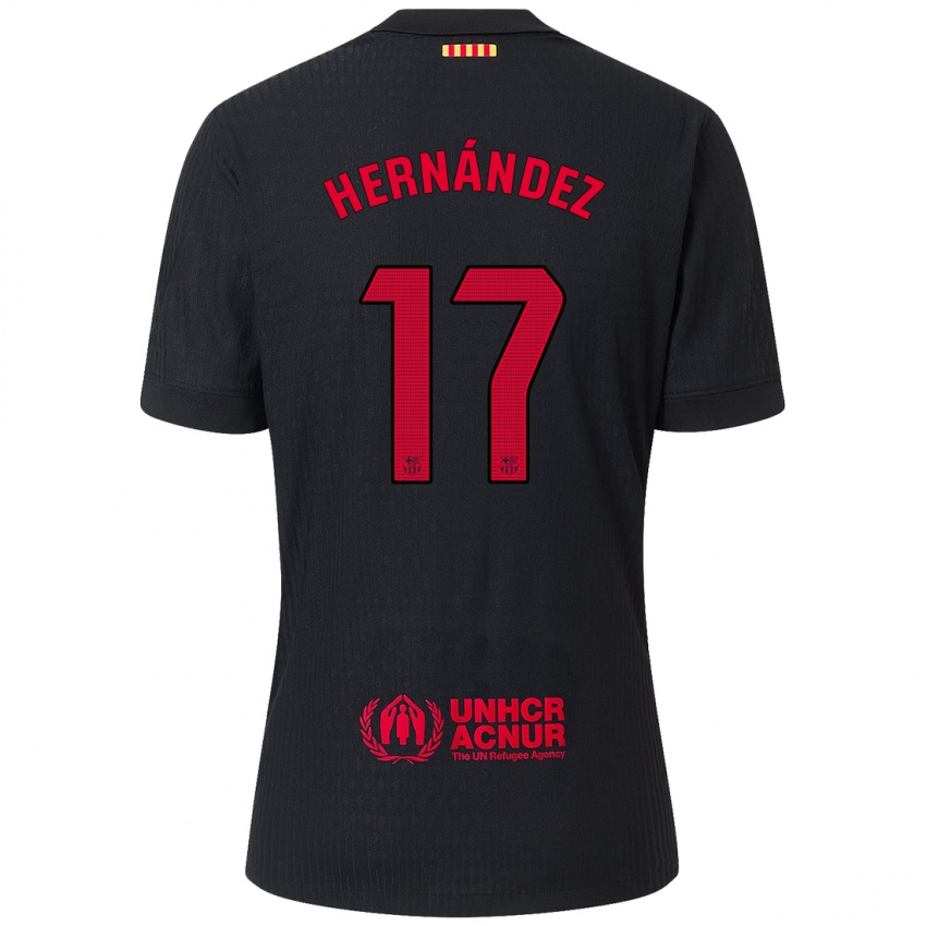 Dames Juan Hernández #17 Zwart Rood Uitshirt Uittenue 2024/25 T-Shirt