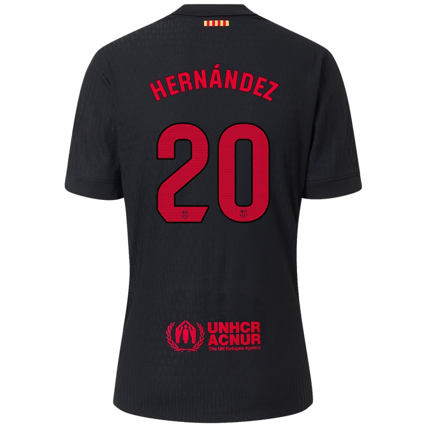 Dames Unai Hernández #20 Zwart Rood Uitshirt Uittenue 2024/25 T-Shirt