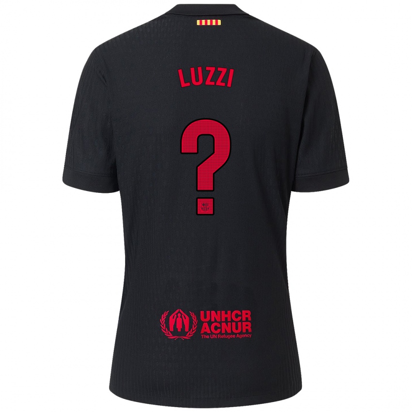 Dames Fabian Luzzi #0 Zwart Rood Uitshirt Uittenue 2024/25 T-Shirt