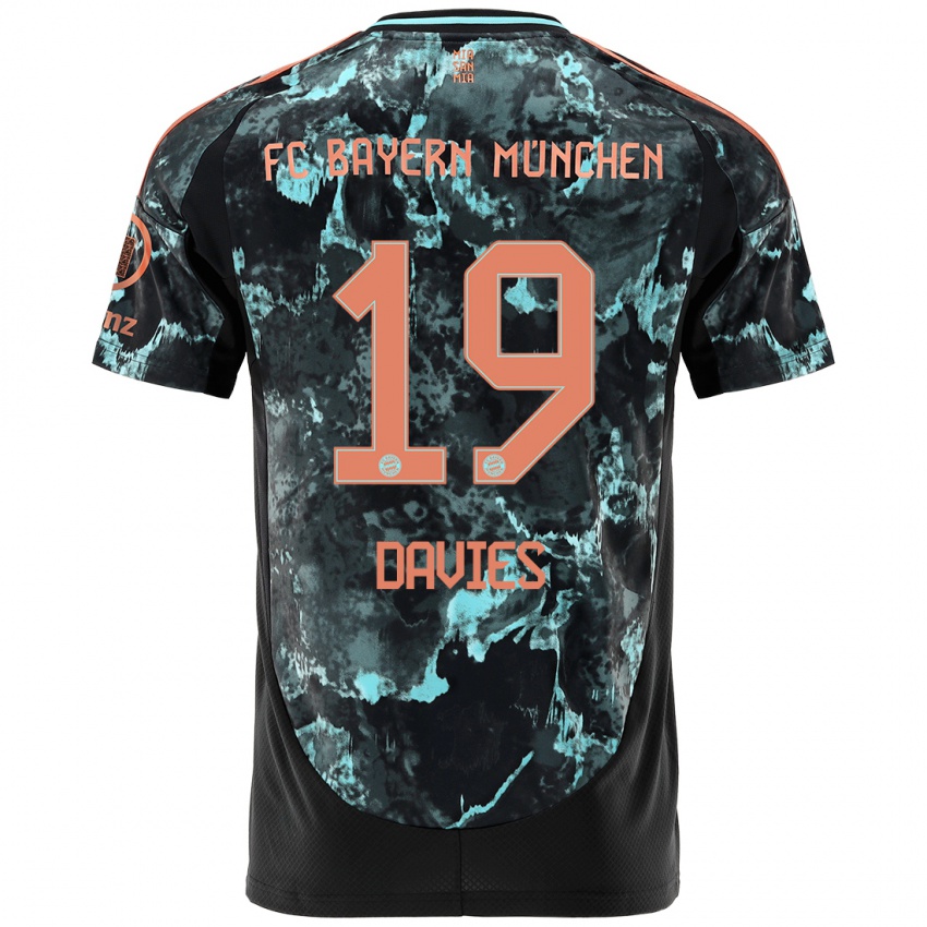 Dames Alphonso Davies #19 Zwart Uitshirt Uittenue 2024/25 T-Shirt