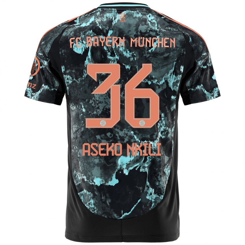 Dames Noel Aseko Nkili #36 Zwart Uitshirt Uittenue 2024/25 T-Shirt