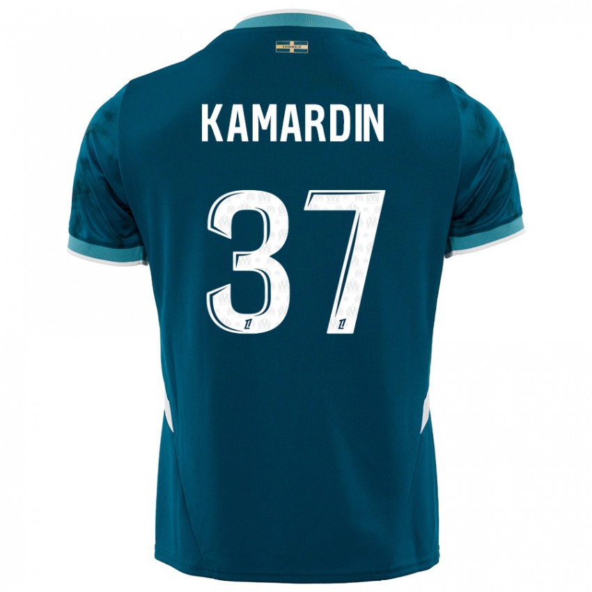 Dames Aaron Kamardin #37 Turkoois Blauw Uitshirt Uittenue 2024/25 T-Shirt