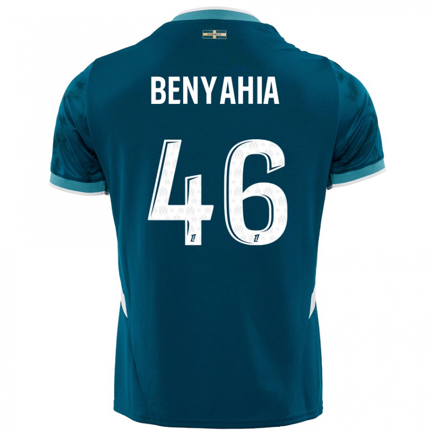 Dames Aylan Benyahia-Tani #46 Turkoois Blauw Uitshirt Uittenue 2024/25 T-Shirt