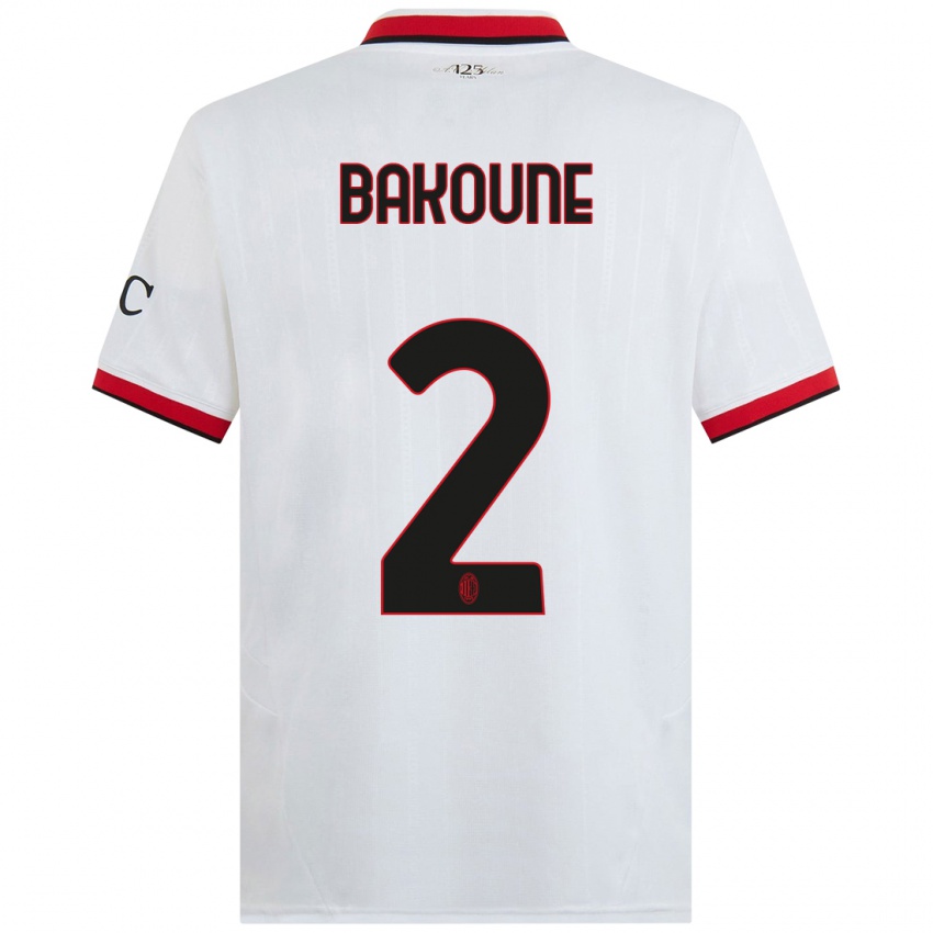 Dames Adam Bakoune #2 Wit Zwart Rood Uitshirt Uittenue 2024/25 T-Shirt