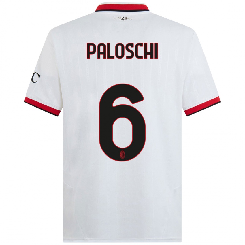 Dames Dorian Paloschi #6 Wit Zwart Rood Uitshirt Uittenue 2024/25 T-Shirt