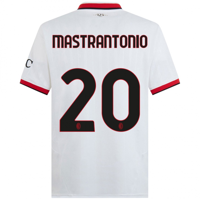 Dames Davide Mastrantonio #20 Wit Zwart Rood Uitshirt Uittenue 2024/25 T-Shirt