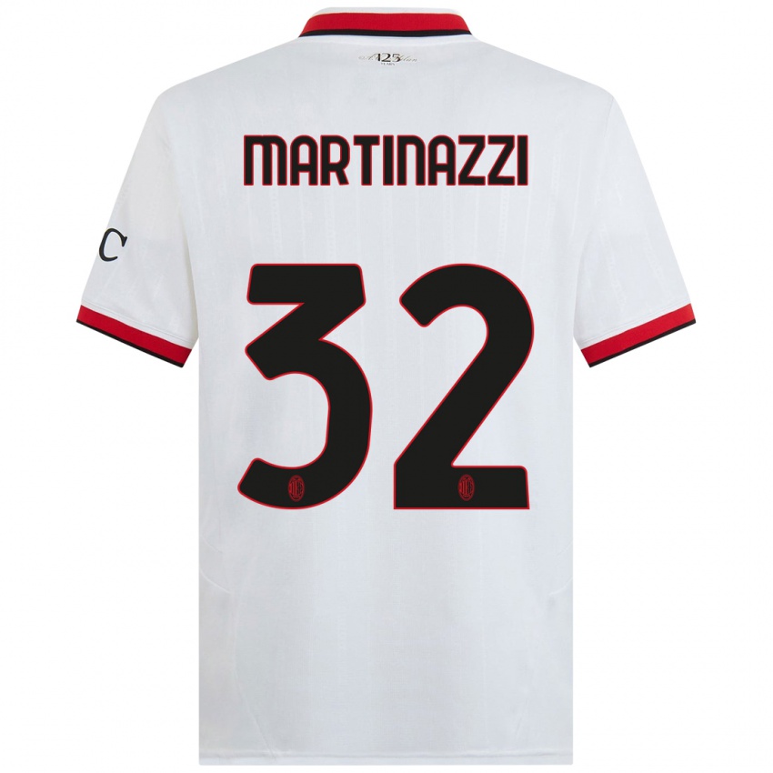 Dames Luca Martinazzi #32 Wit Zwart Rood Uitshirt Uittenue 2024/25 T-Shirt