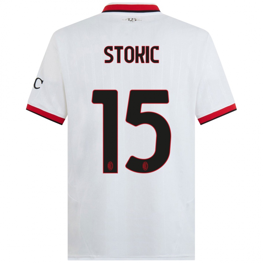 Dames Sara Stokić #15 Wit Zwart Rood Uitshirt Uittenue 2024/25 T-Shirt