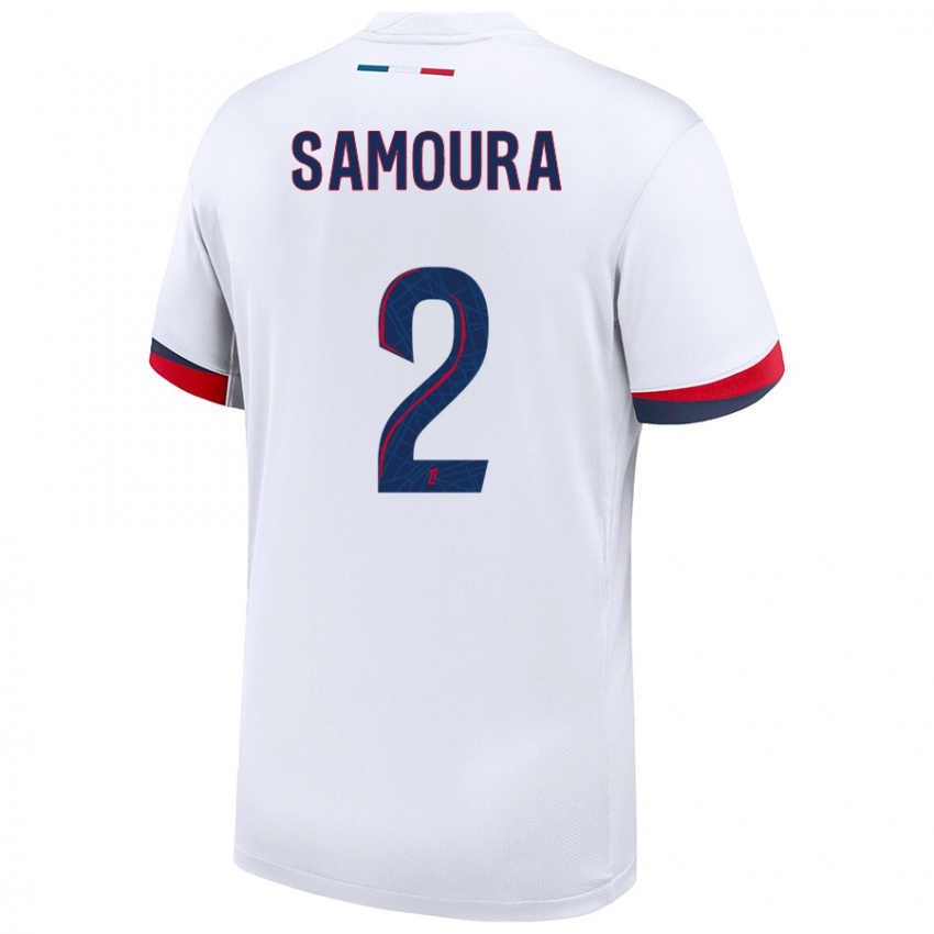 Dames Thiniba Samoura #2 Wit Blauw Rood Uitshirt Uittenue 2024/25 T-Shirt