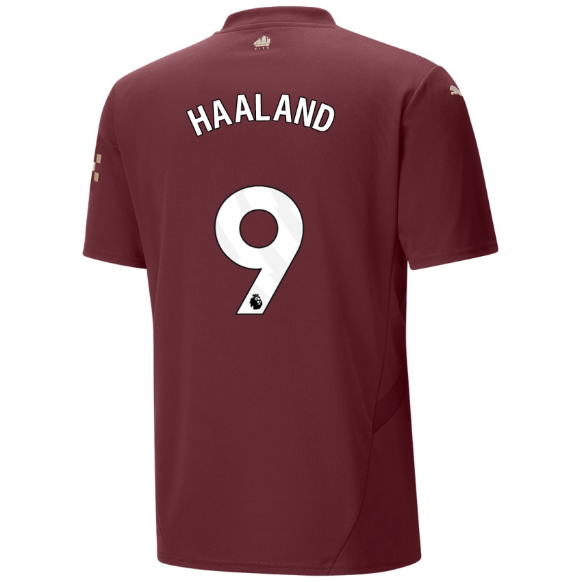 Dames Erling Haaland #9 Kastanjebruin Thuisshirt Derde Tenue 2024/25 T-Shirt