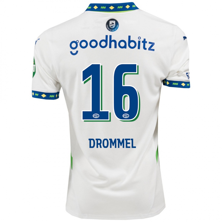 Dames Joël Drommel #16 Wit Donkerblauw Thuisshirt Derde Tenue 2024/25 T-Shirt