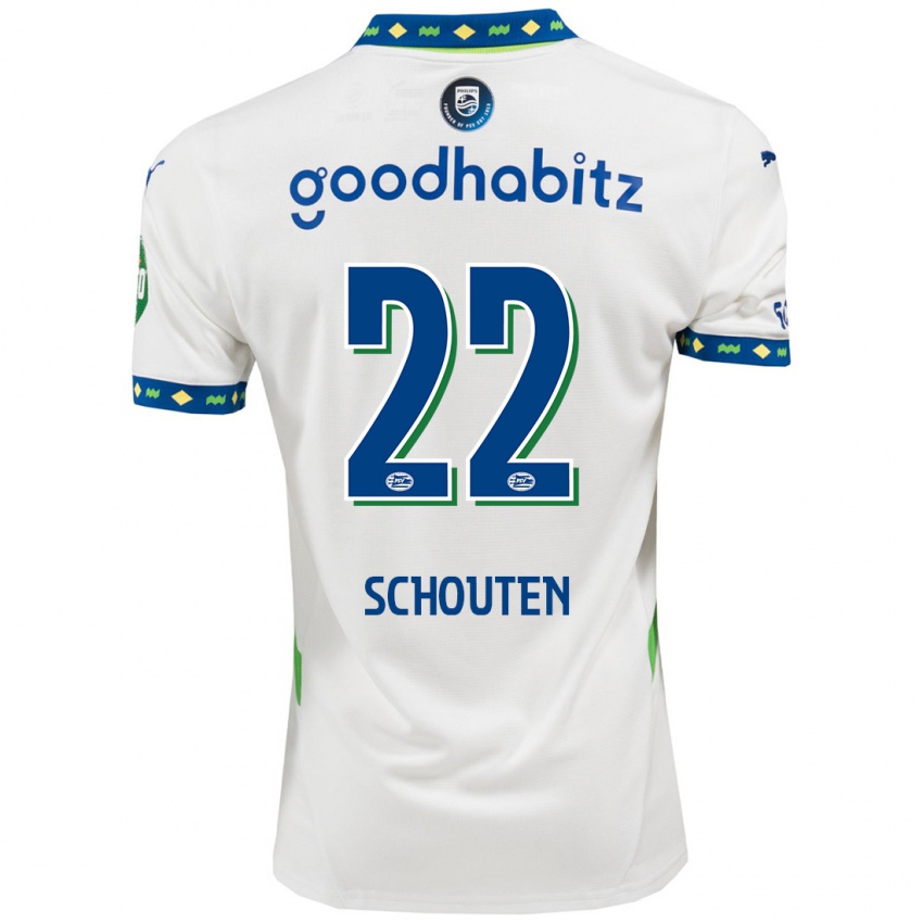 Dames Jerdy Schouten #22 Wit Donkerblauw Thuisshirt Derde Tenue 2024/25 T-Shirt