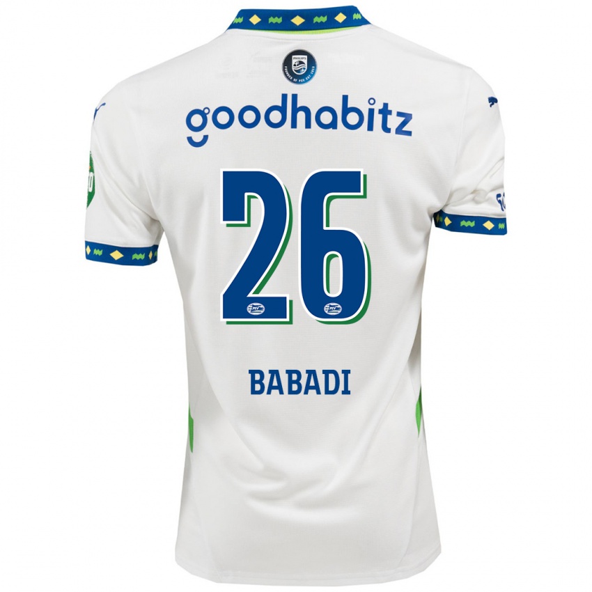 Dames Isaac Babadi #26 Wit Donkerblauw Thuisshirt Derde Tenue 2024/25 T-Shirt