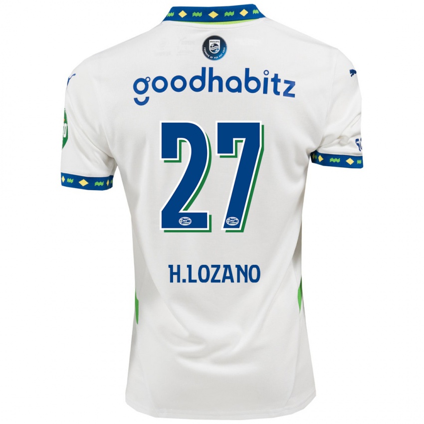 Dames Hirving Lozano #27 Wit Donkerblauw Thuisshirt Derde Tenue 2024/25 T-Shirt