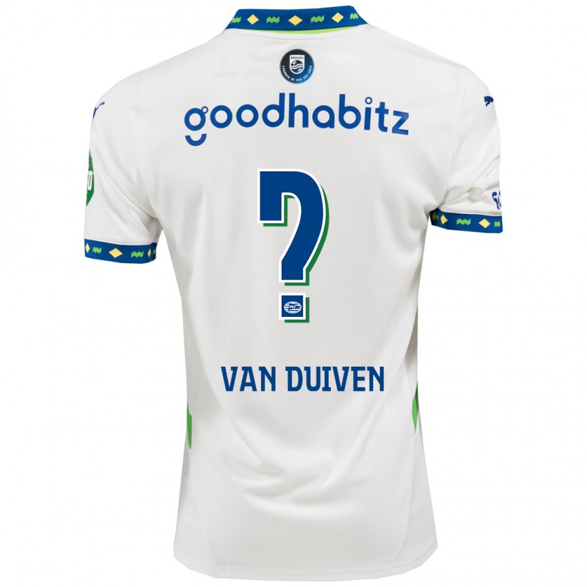 Dames Robin Van Duiven #0 Wit Donkerblauw Thuisshirt Derde Tenue 2024/25 T-Shirt