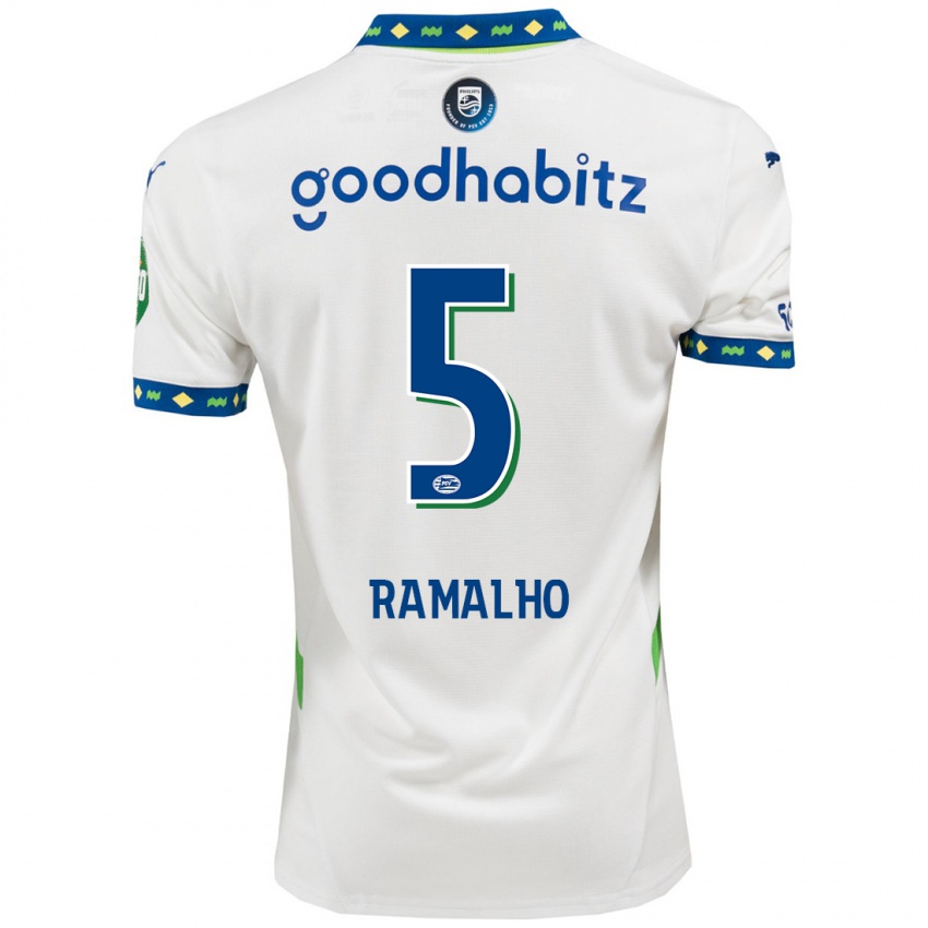 Dames André Ramalho #5 Wit Donkerblauw Thuisshirt Derde Tenue 2024/25 T-Shirt