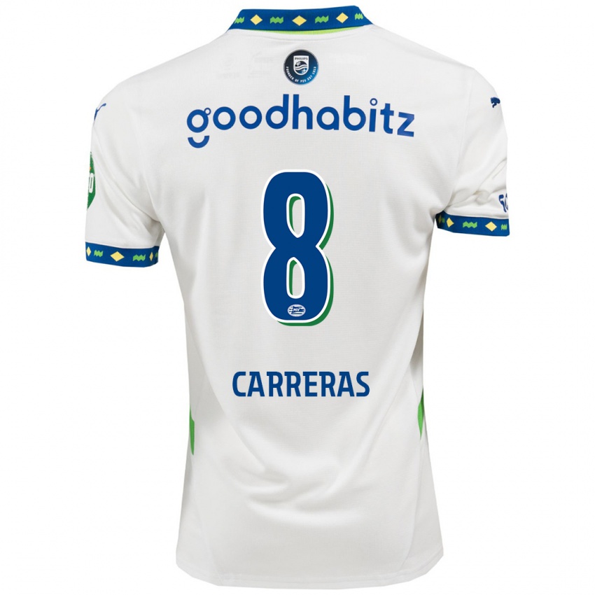 Dames Georgina Carreras #8 Wit Donkerblauw Thuisshirt Derde Tenue 2024/25 T-Shirt