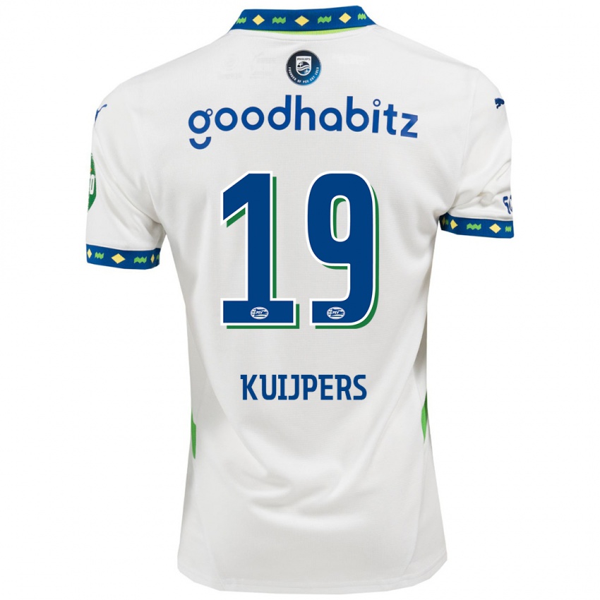 Dames Jeslynn Kuijpers #19 Wit Donkerblauw Thuisshirt Derde Tenue 2024/25 T-Shirt