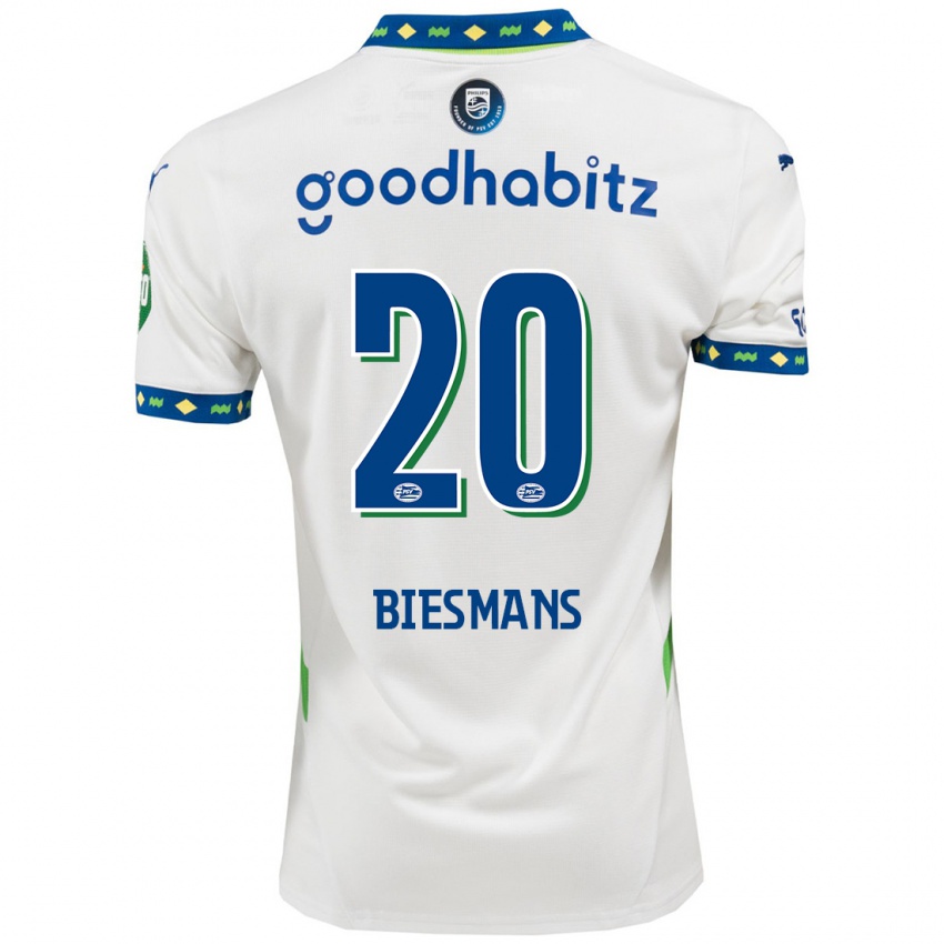 Dames Julie Biesmans #20 Wit Donkerblauw Thuisshirt Derde Tenue 2024/25 T-Shirt