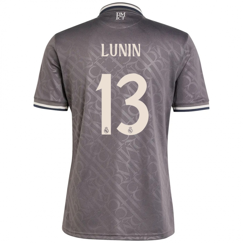 Dames Andriy Lunin #13 Houtskool Thuisshirt Derde Tenue 2024/25 T-Shirt