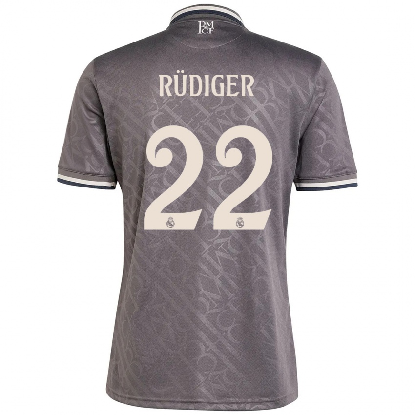 Dames Antonio Rudiger #22 Houtskool Thuisshirt Derde Tenue 2024/25 T-Shirt