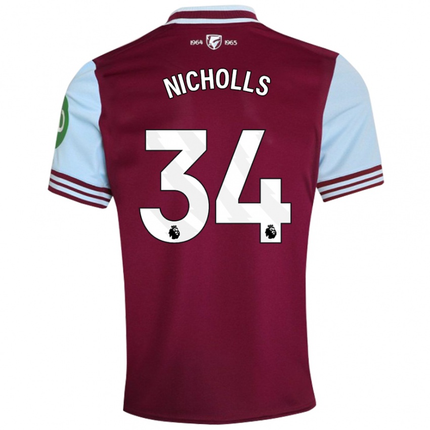 Kinderen Macey Nicholls #34 Donkerrood Thuisshirt Thuistenue 2024/25 T-Shirt